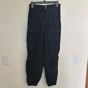 Wild Fable Cargo Jogger - Black with White Contrast Stitch